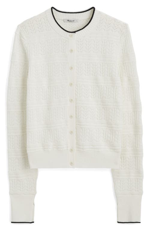 Madewell Pointelle Cotton Blend Cardigan In White