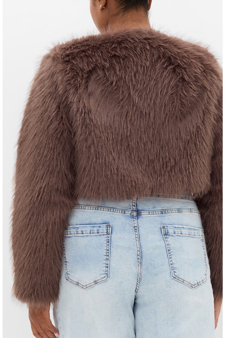 Angelica Faux Fur Crop Jacket, Alternate, color, TRUFFLE