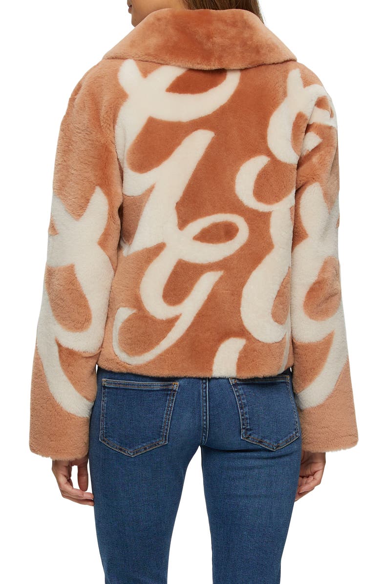 GORSKI Reversible Genuine Shearling Intarsia Jacket, Alternate, color, White/Salmon