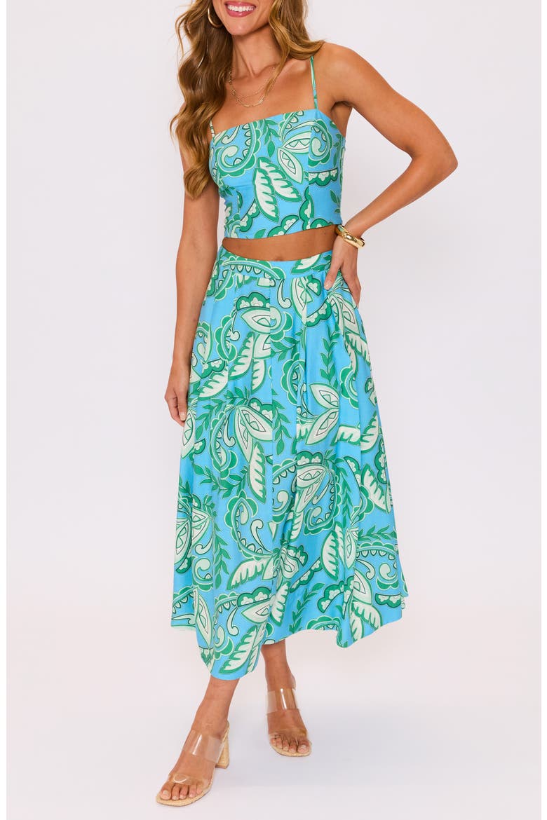 Florence Abstract Paisley Skirt, Alternate, color, BLUE