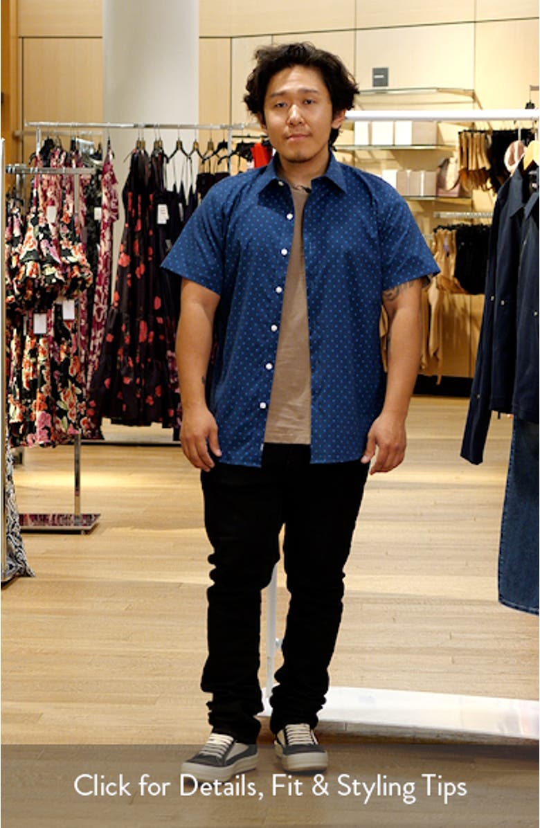 Tech Floral Slim Fit Short Sleeve Performance Button-Up Shirt, sales video thumbnail