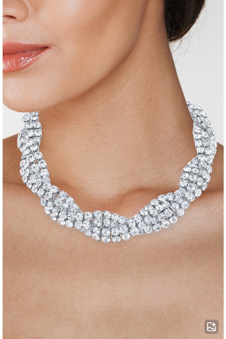 Crystal Chain Woven Collar Necklace (Nordstrom Exclusive), Alternate, color, CLEAR SILVER