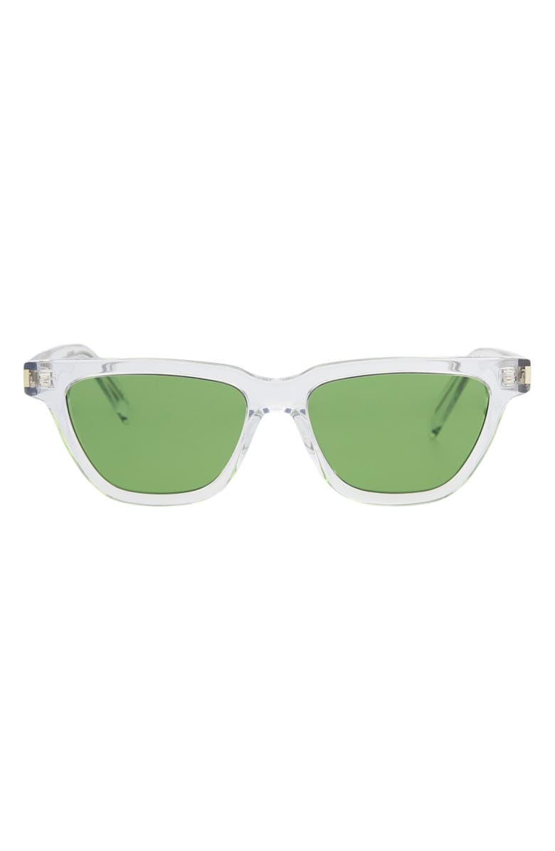 Saint Laurent 53mm Cat Eye Sunglasses, Main, color, Crystal Crystal Green
