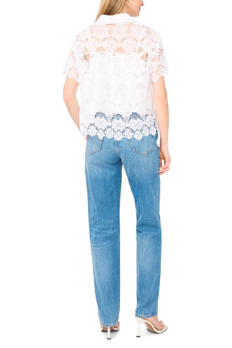 Lace Button-Up Shirt, Alternate, color, ULTRA WHITE