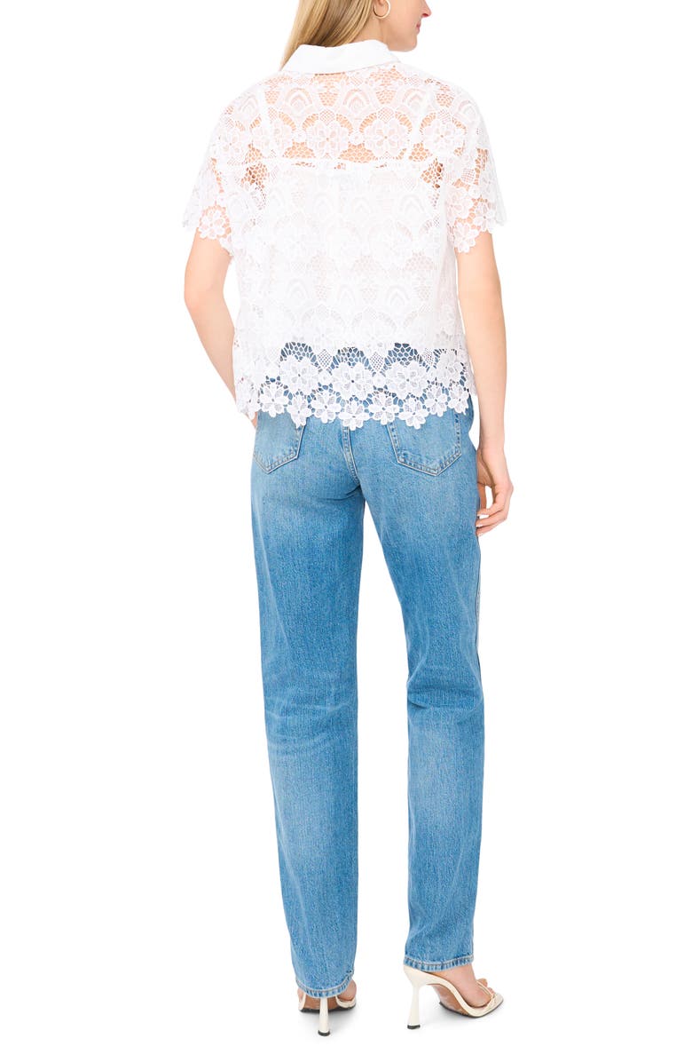 Ted Baker Lace Button-Up Shirt, Alternate, color, Ultra White