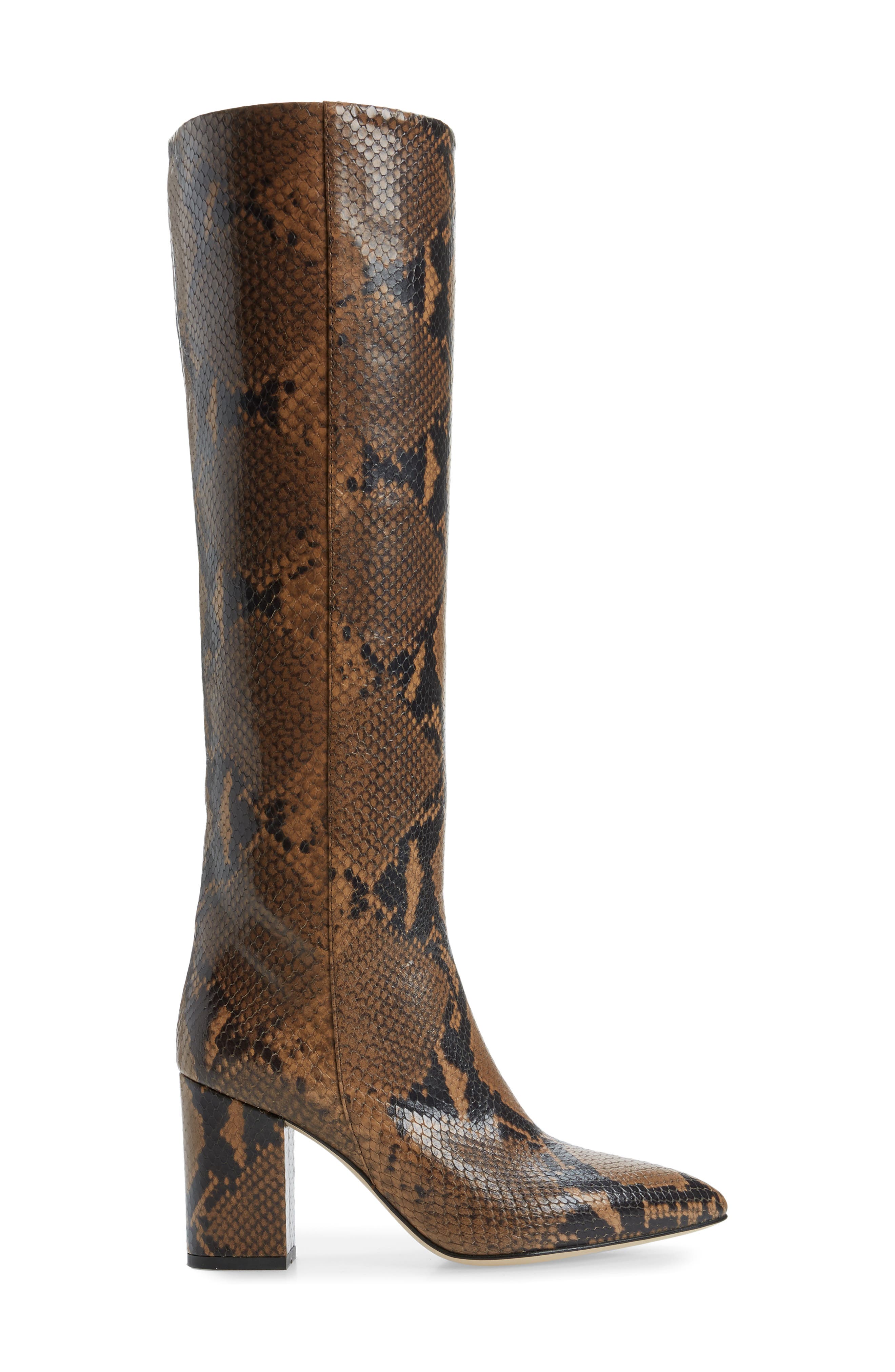 Python Embossed Knee High Boots, Alternate, color, CAMEL