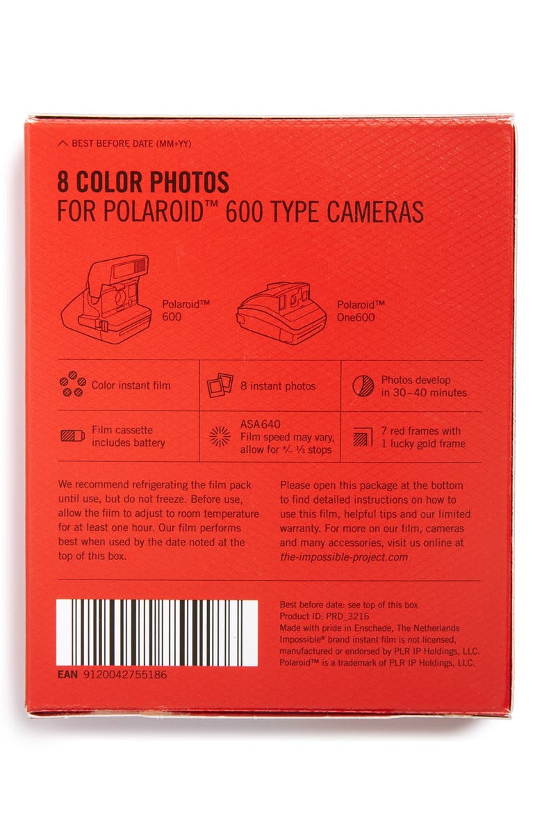 IMPOSSIBLE PROJECT 'Lucky 8 Edition' Polaroid 600 Red & Gold Frame Instant Film, Alternate, color, 