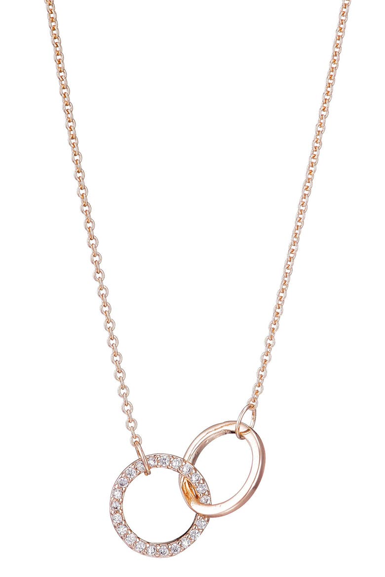 Cubic Zirconia Interlocking Circle Pendant Necklace, Main, color, PINK