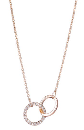 Adornia Cubic Zirconia Interlocking Circle Pendant Necklace In Pink