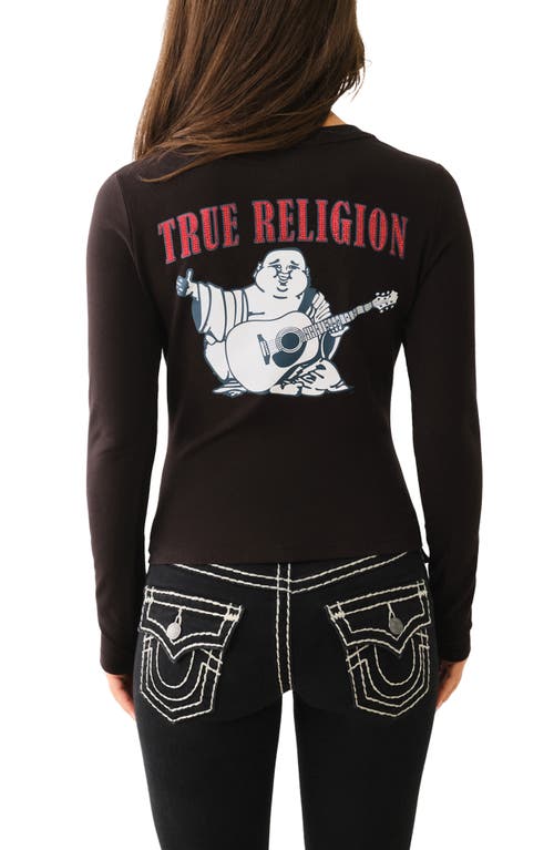 Shop True Religion Embellished Long Sleeve Cotton Graphic T-shirt In Jet Black