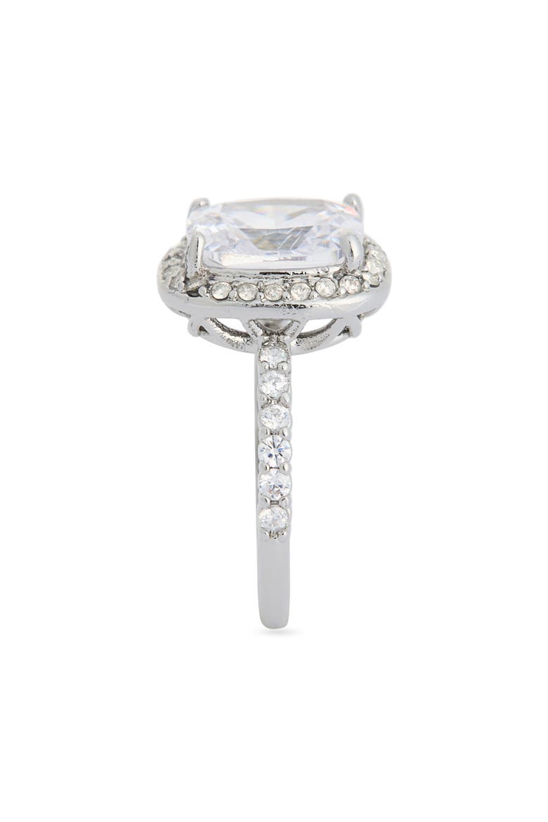 Cushion Cut Cubic Zirconia Halo Ring, Alternate, color, CLEAR- SILVER