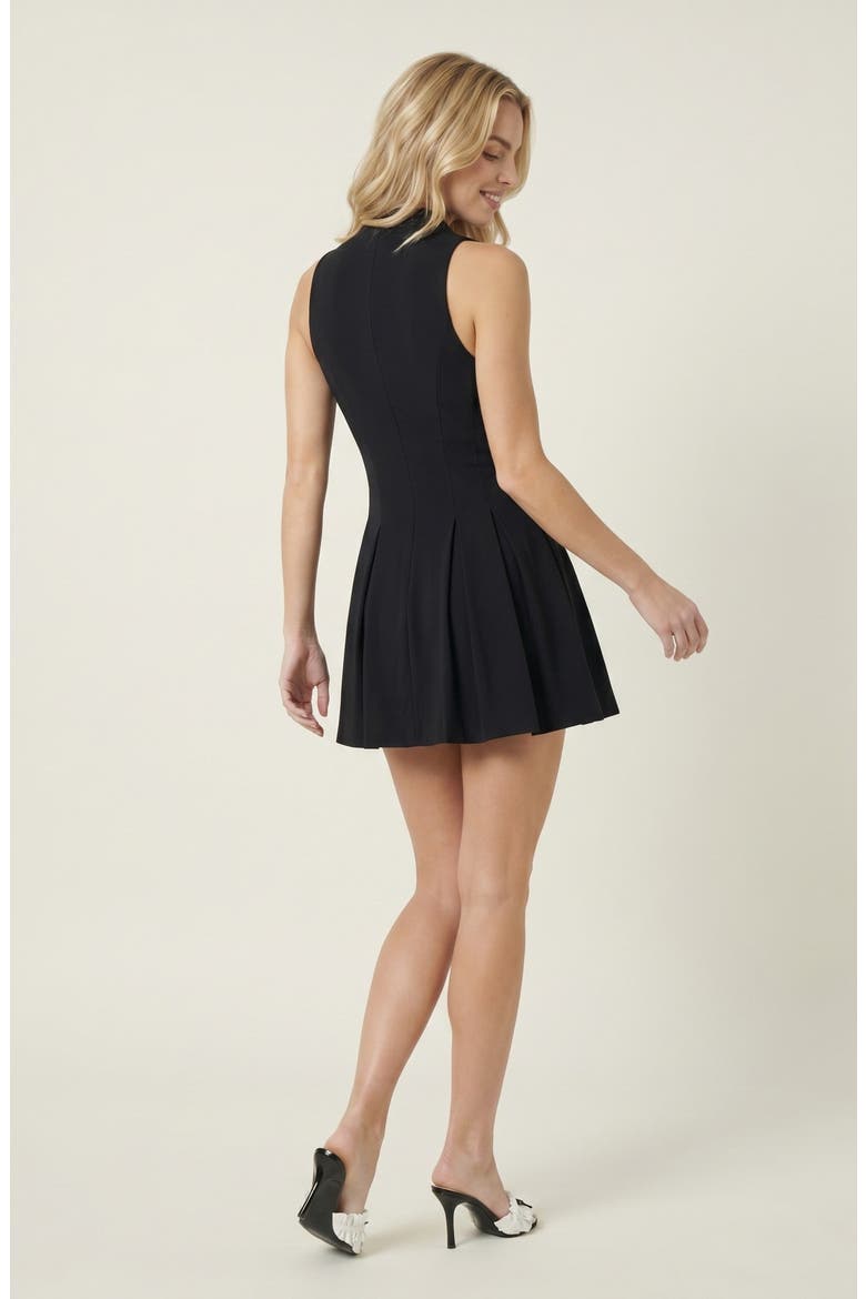 High Neck Zip Mini Dress, Alternate, color, Black