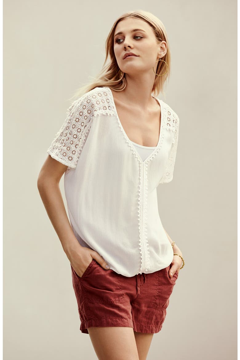 Drawstring Linen Shorts, Alternate, color, RED COWHIDE