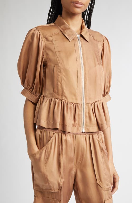 Cinq À Sept Daphne Puff-sleeve Ruffled Jacket In Brown