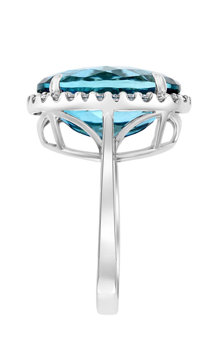 14K White Gold Diamond & London Blue Topaz Halo Ring, Alternate, color, 14K Gold
