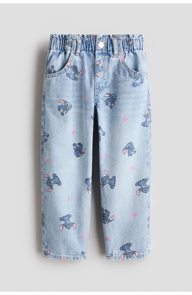 H&M Loose Fit Tapered Jeans, Main, color, Light Denim Blue/Lilo & Stitch