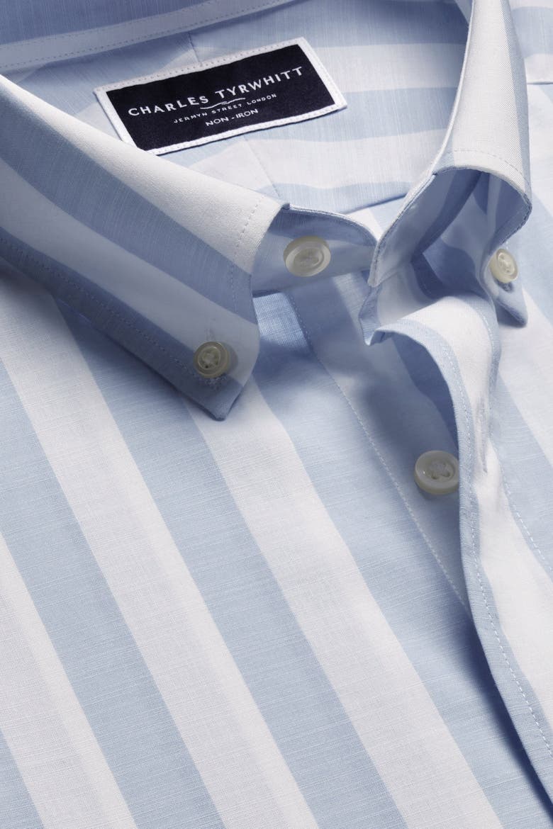 Non-Iron Stretch Poplin Slub Short Sleeve Shirt, Alternate, color, Sky Blue