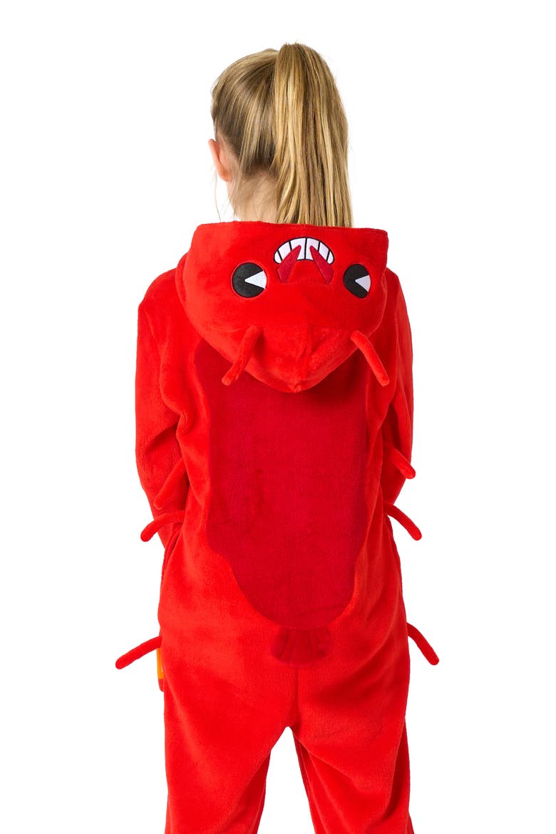 Kids' Lobster One Piece Hooded Jumpsuit, Alternate, color, RED
