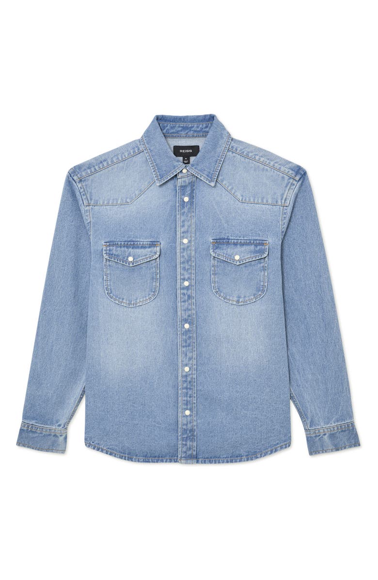 Reiss Finley Snap-Up Western Shirt, Alternate, color, Washed Blue