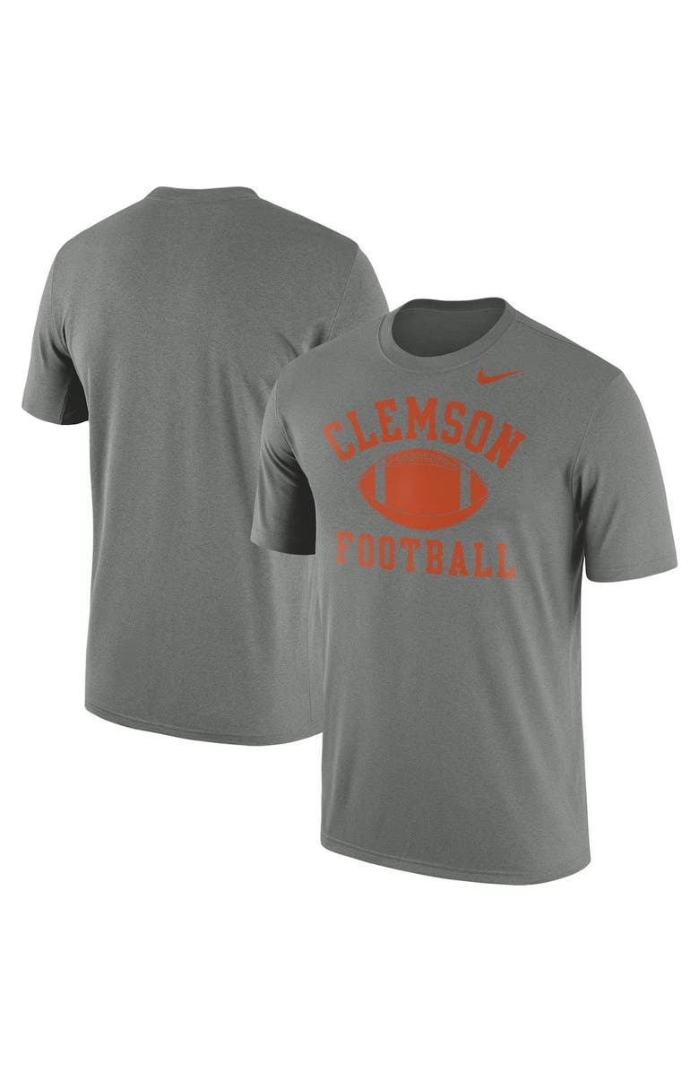Nike Men's Nike Heather Gray Clemson Tigers Legend Football Arch Performance T-Shirt, Alternate, color, 