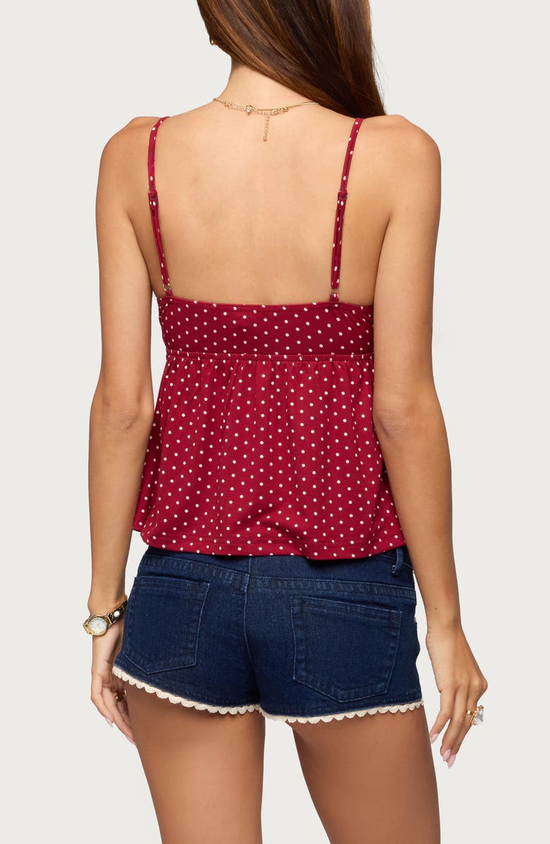 EDIKTED Belen Polka Dot Lace Trim Top, Alternate, color,