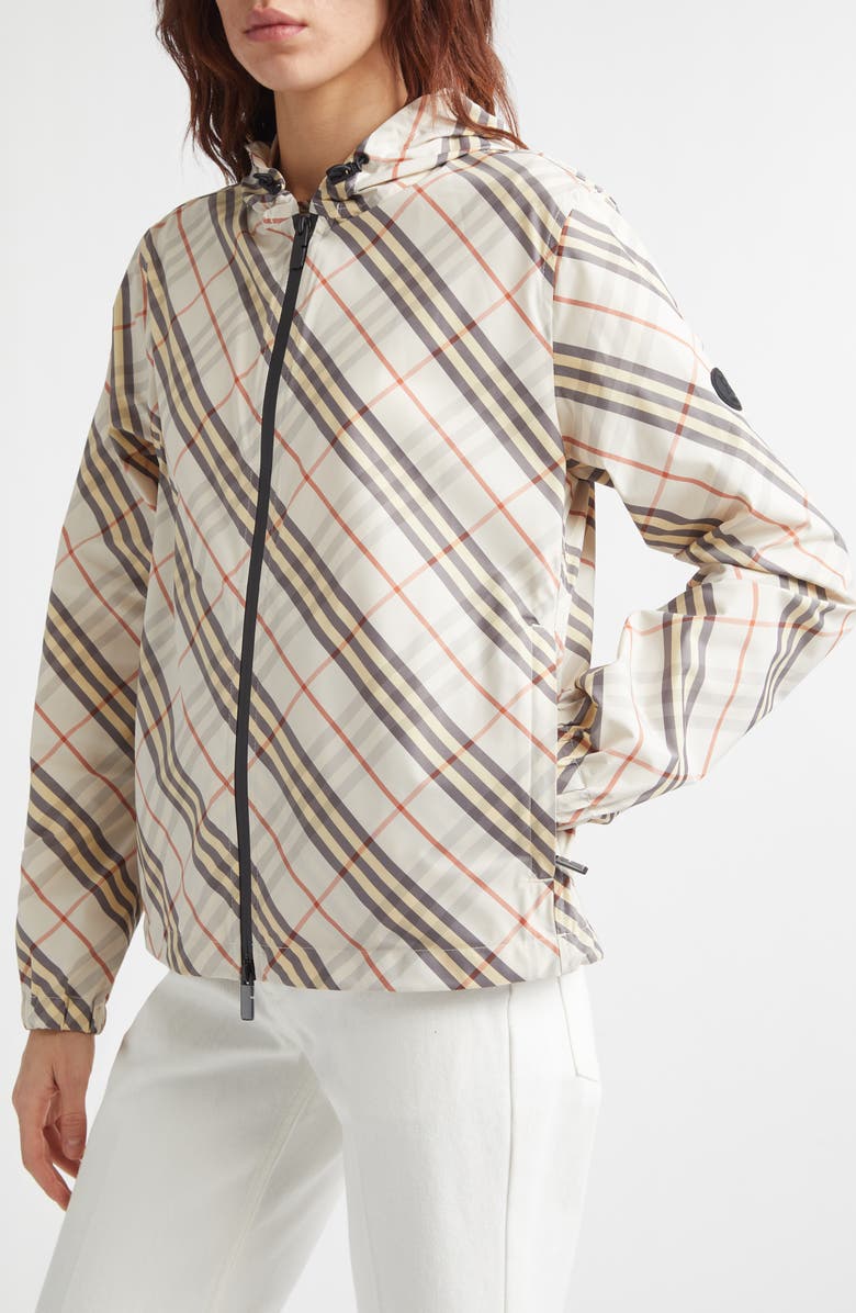 Burberry Salcombe Check Hooded Jacket, Alternate, color, Pebble Beige Ip Chk