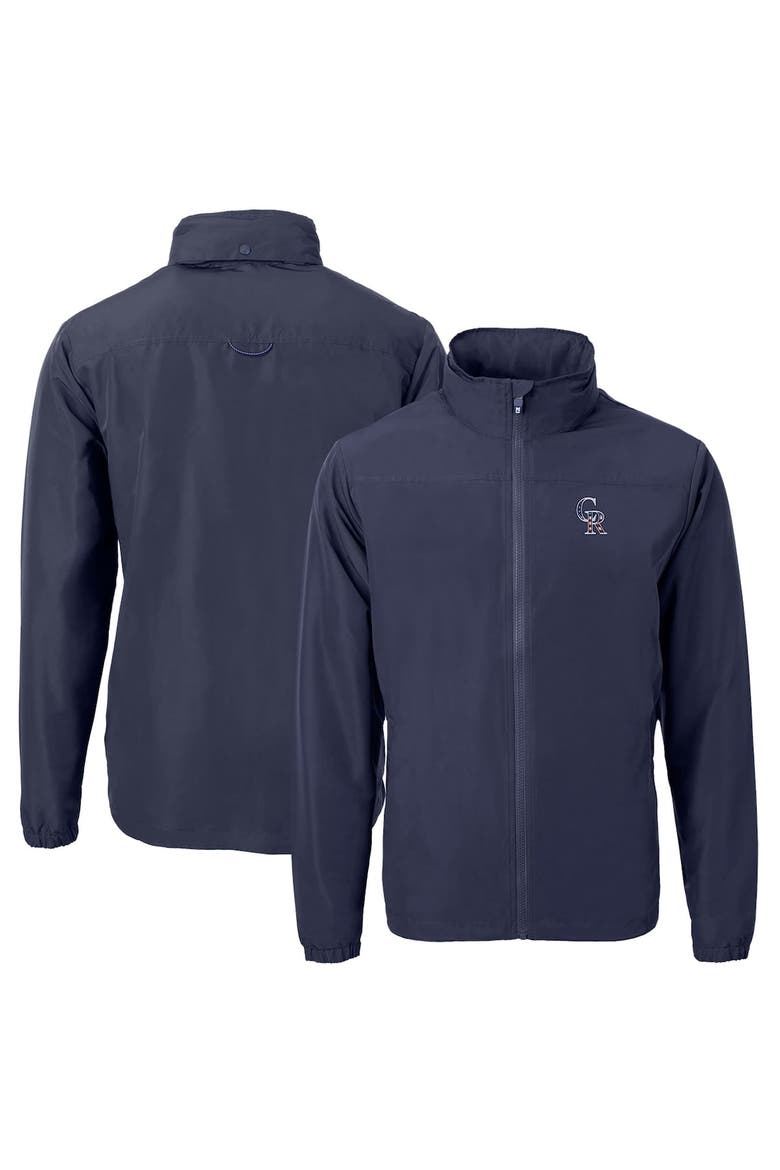 Men's Cutter & Buck  Navy Colorado Rockies Americana Logo Charter Eco Knit Recycled Full-Zip Jacket, Main, color, Navy