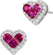 SAVVY CIE JEWELS Cubic Zirconia Halo Heart Stud Earrings