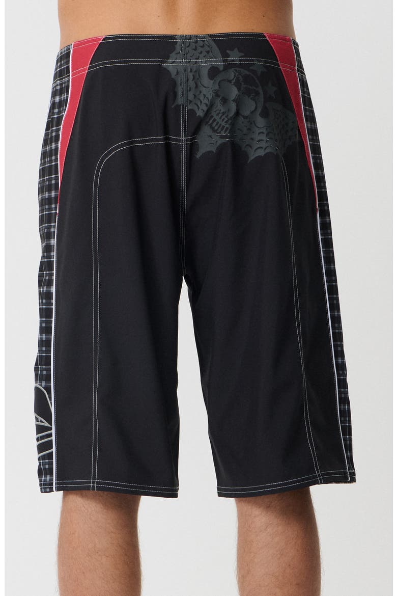 Mirage Archive Goth Board Shorts, Alternate, color, BLACK/ RED
