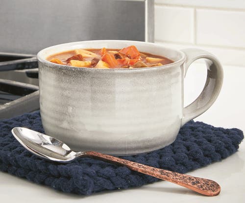 Tag Stinson Light Gray Ceramic Soup Mug Dishwasher Safe In Gray