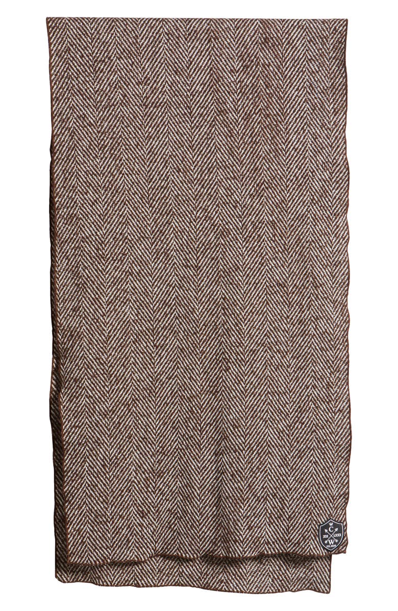 CLIFTON WILSON Herringbone Wool Scarf, Alternate, color, Brown