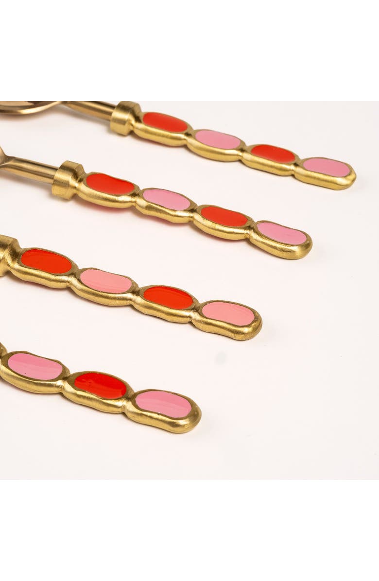 Zsa Zsa Zsu Rampur Set Of 4 Steel Dessert Spoon Set, Alternate, color, Gold