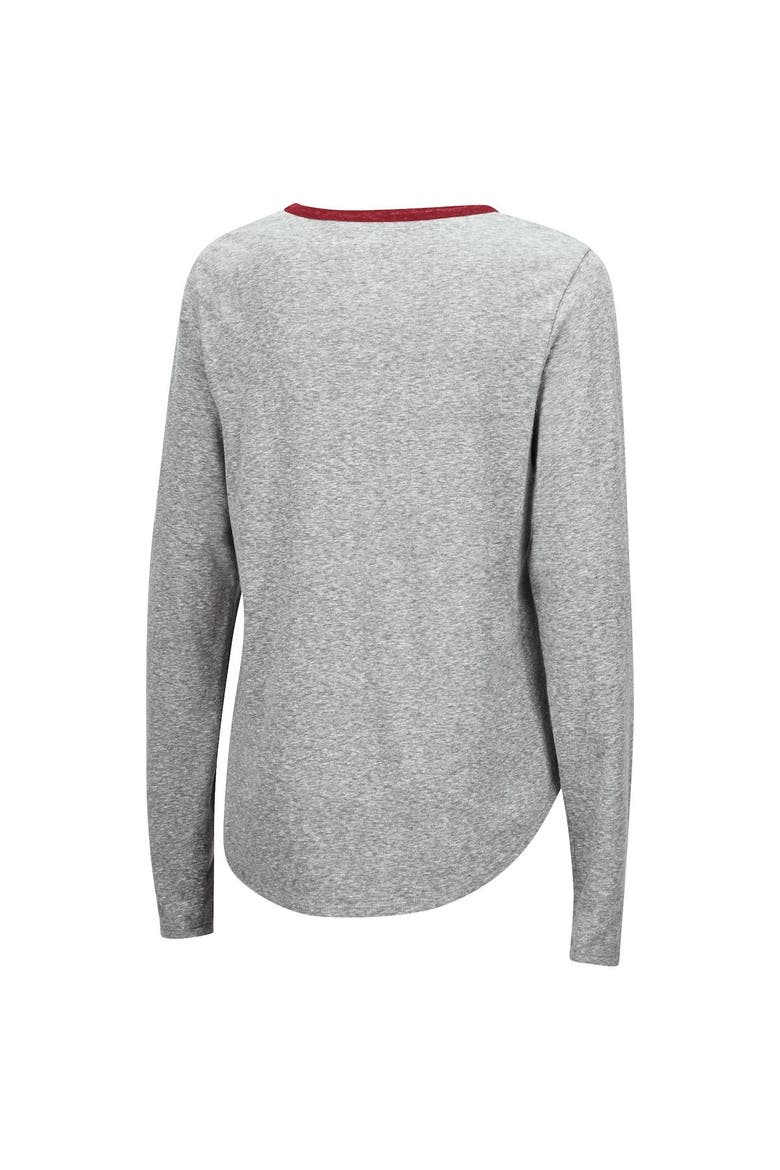 Women's Colosseum Heathered Gray Indiana Hoosiers Sundial Tri-Blend Long Sleeve Lace-Up T-Shirt, Alternate, color, Heather Gray