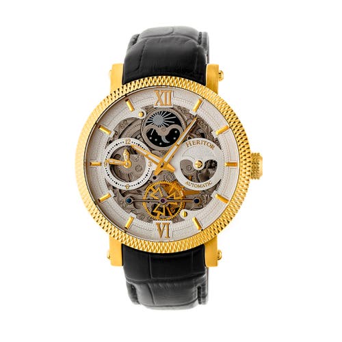 Heritor Automatic Aries Skeleton Dial Bracelet Watch in Black/gold at Nordstrom