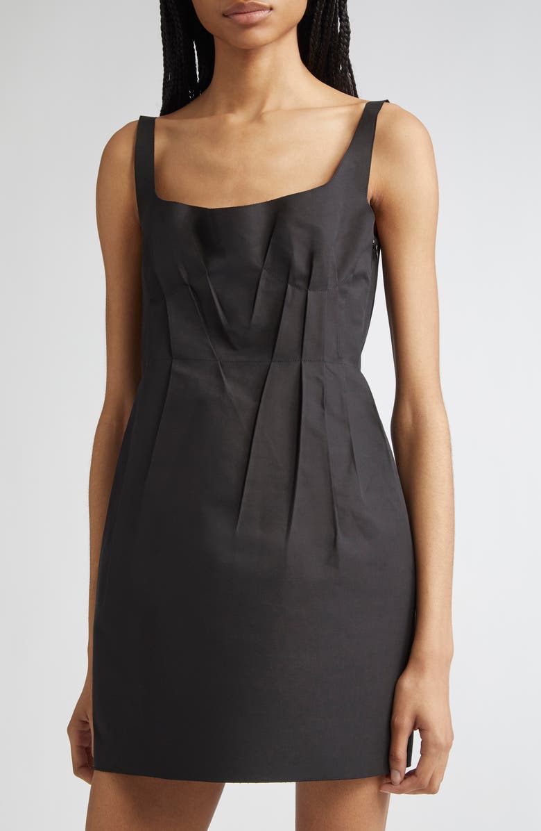 Marni Pleated Square Neck Minidress, Alternate, color, 00N99 Black