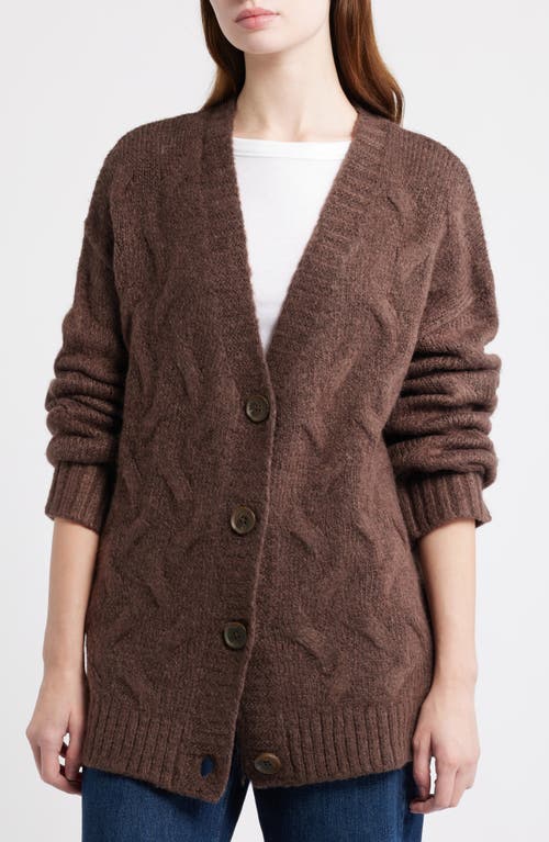 Treasure & Bond Oversize Cable Stitch Cardigan In Brown