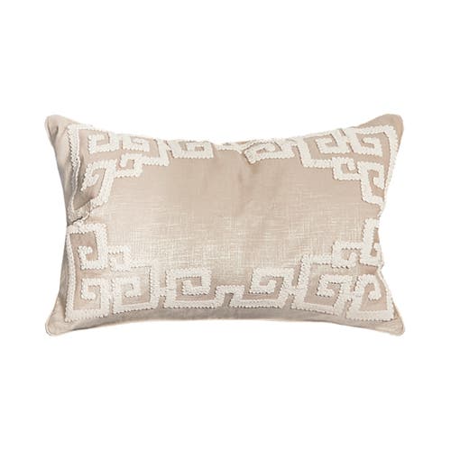 Elisabeth York Gaia Dimensional Greek Key Solid Natural Tan Cotton Decorative Throw Pillow, 14" X 22 In Brown