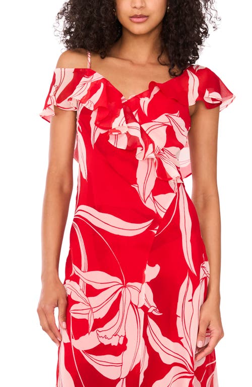 Parker The Bridget Floral Print Ruffle Dress In Red