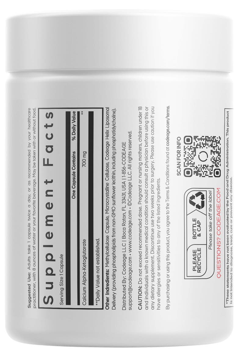 Liposomal Calcium AKG   Alpha Ketoglutarate Supplement, Alternate, color, White