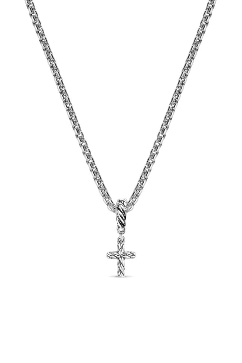 Micro Pavé Cross Enhancer in Sterling Silver with Diamonds, 8mm, Alternate, color, DIAMOND