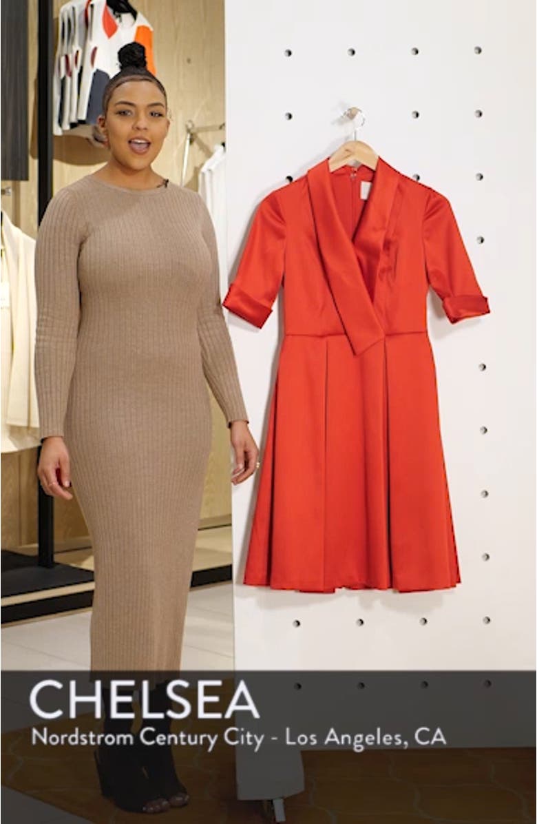 Ruby Royal Satin Asymmetrical Collar Dress, sales video thumbnail