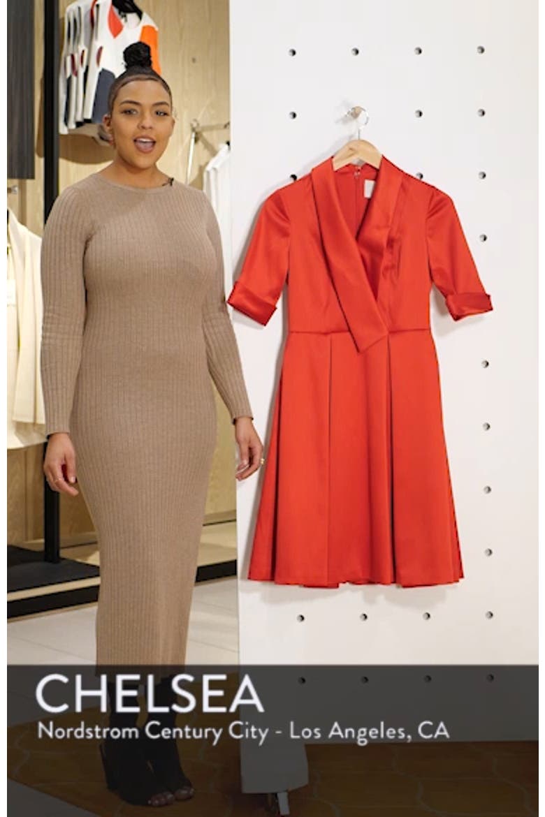 Ruby Royal Satin Asymmetrical Collar Dress video