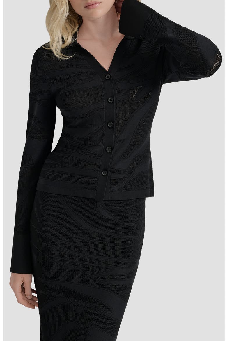 Zebra Stripe Cardigan, Main, color, BLACK
