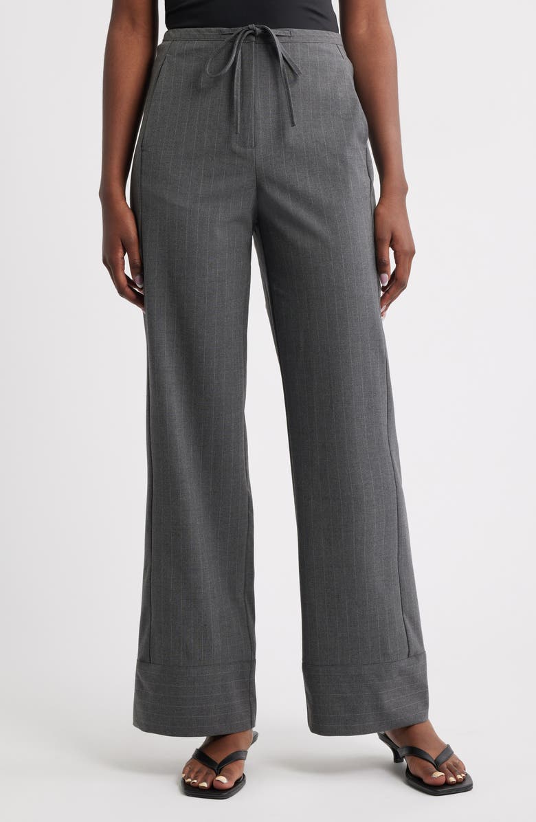 MANGO Chalk Stripe Straight Leg Pants, Main, color, 