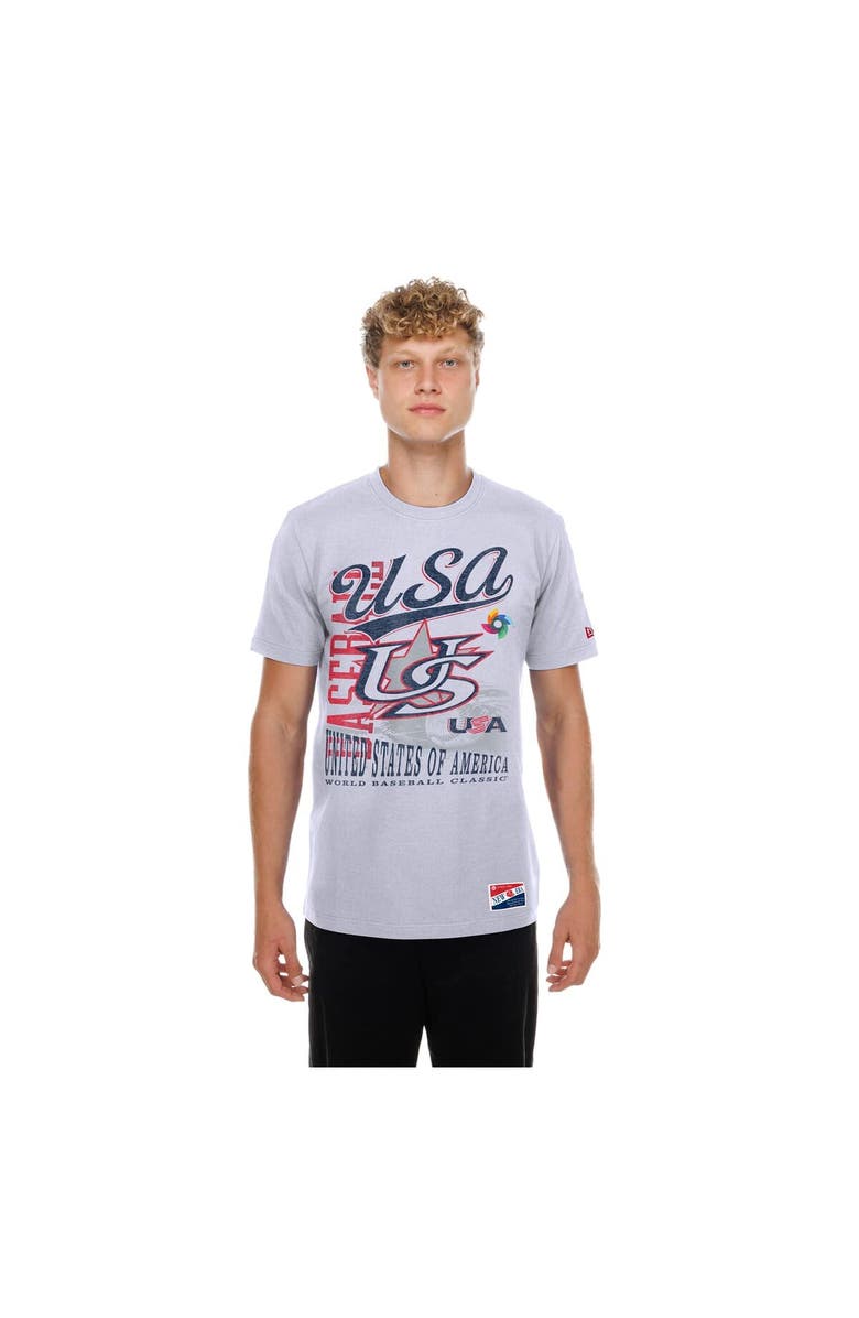 New Era Men's New Era White USA Baseball 2026 World Baseball Classic Oversized Throwback Distressed T-Shirt, Main, color, White