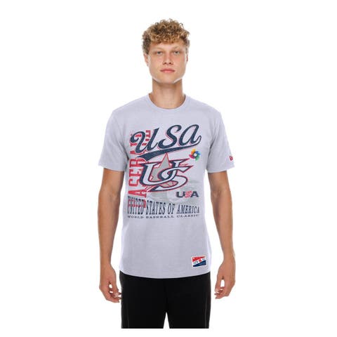 Men's New Era White USA Baseball 2026 World Baseball Classic Oversized Throwback Distressed T-Shirt