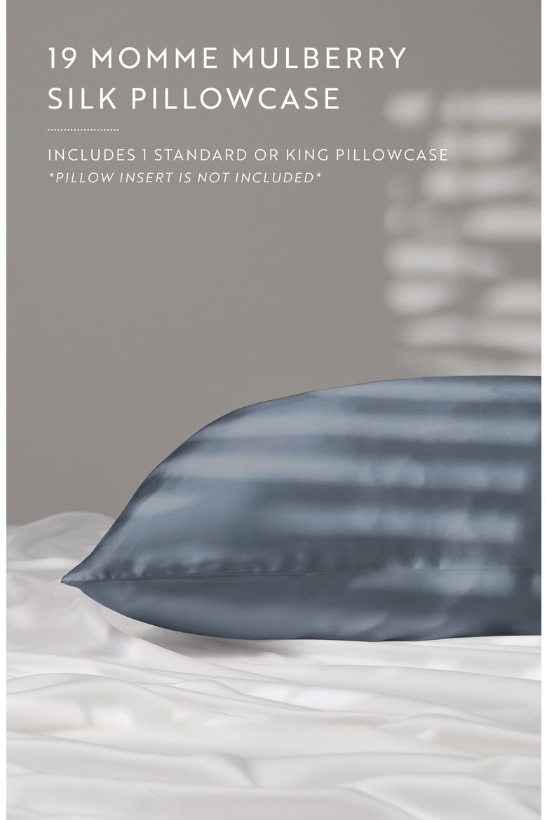 Mulberry Silk Pillowcase, Alternate, color, STONE BLUE