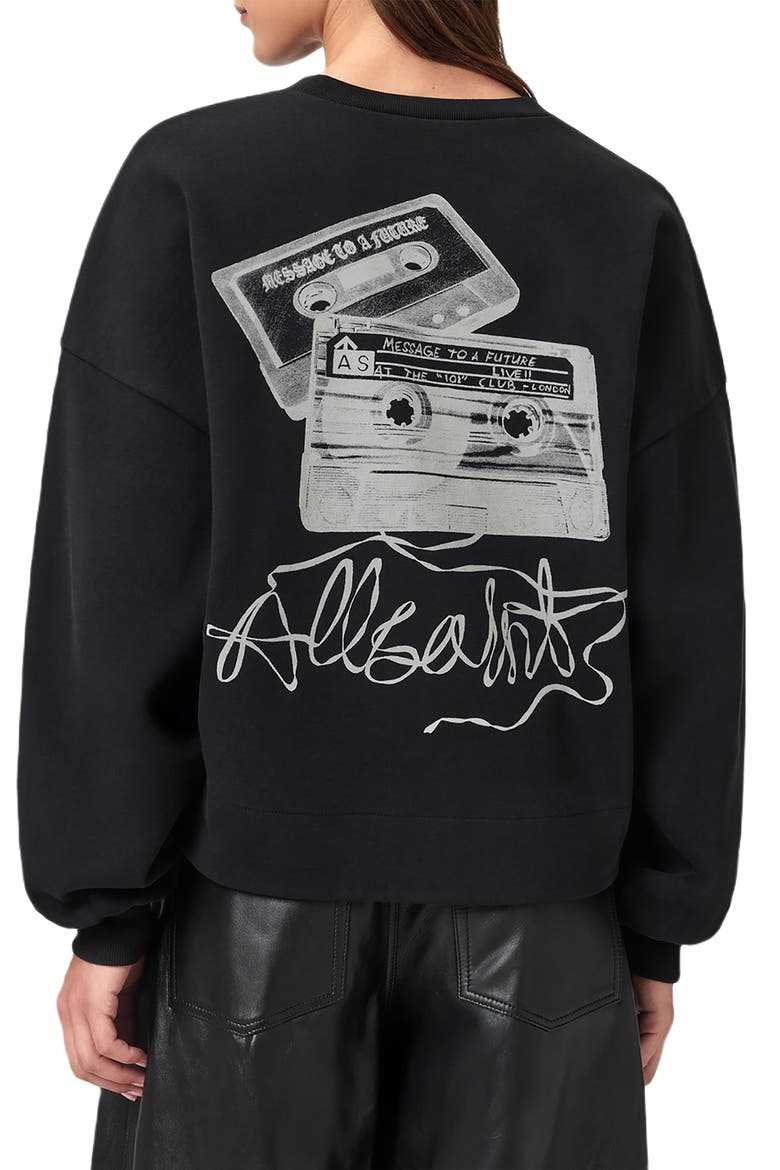Reel Lila Logo Cotton Graphic Sweatshirt, Alternate, color, WASHED BLACK