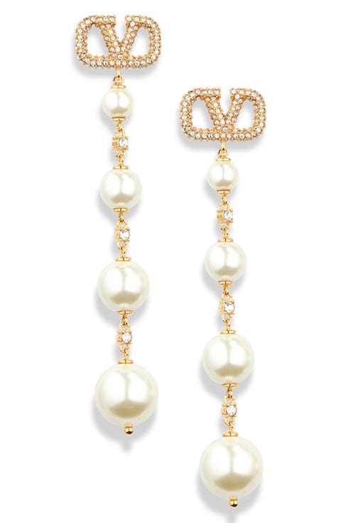 VLOGO Imitation Pearl Linear Drop Earrings