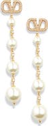 Valentino Garavani VLOGO Imitation Pearl Linear Drop Earrings